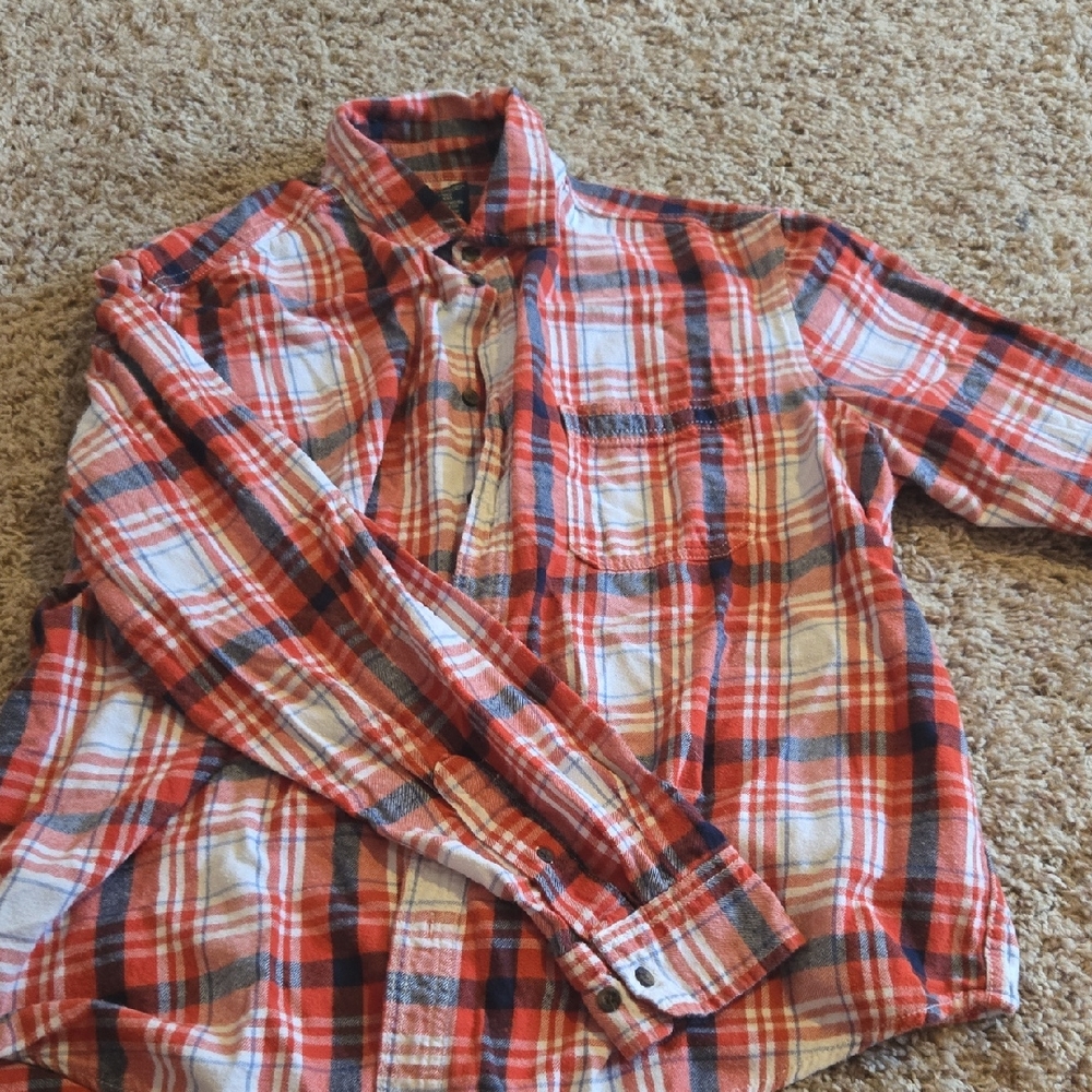 Faded Glory Red and White Plaid Shirt